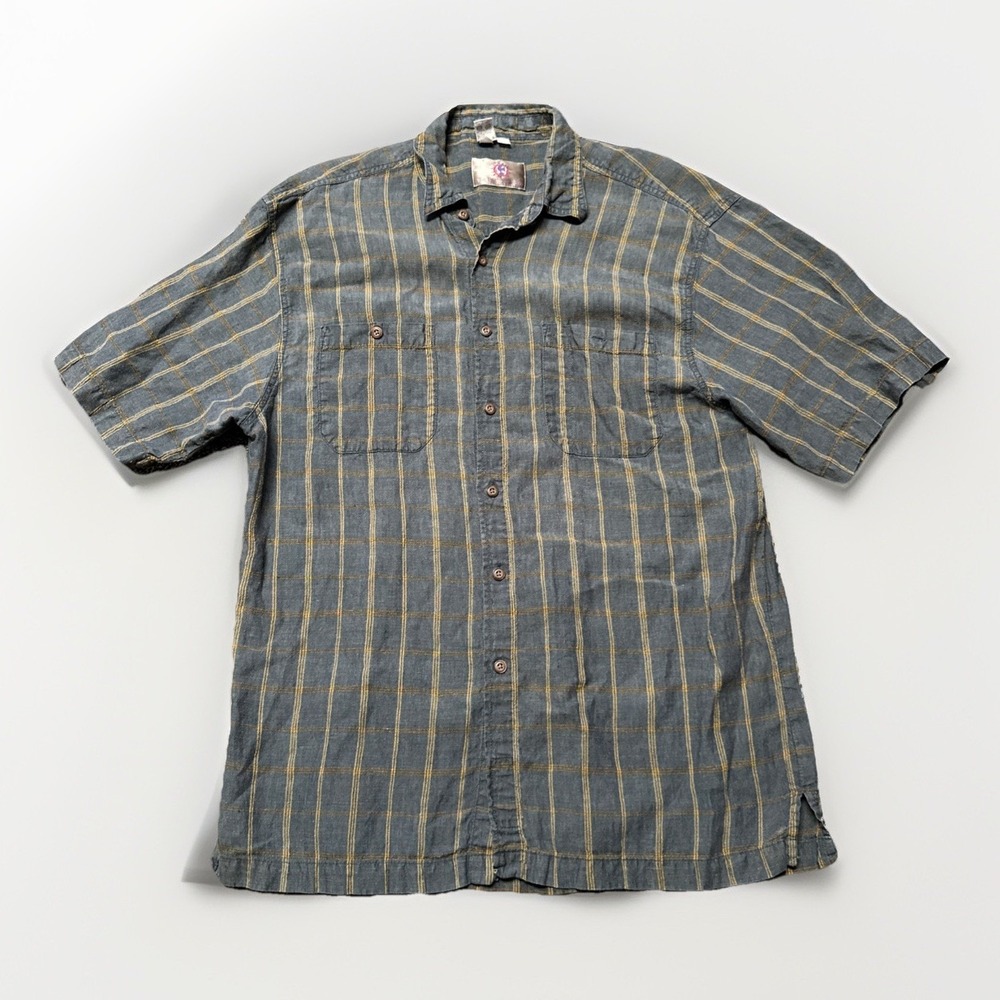 The Territory Ahead Button Down Shirt XL Gray Brown Linen Blend